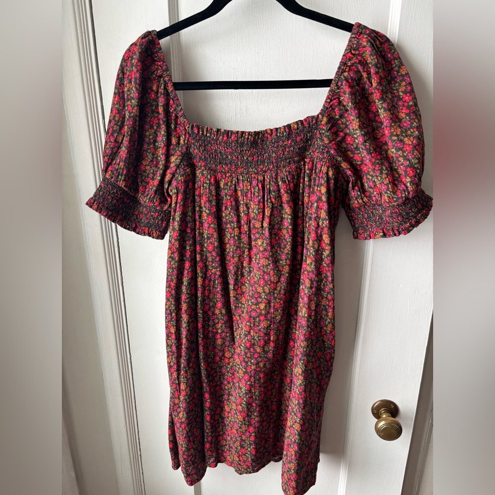 American Eagle flowered smocked knit minidress, size L. - Picture 2 of 6